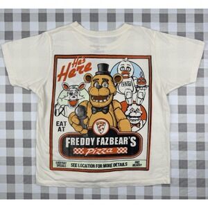 Graphic Streetwear T-Shirt Freddy Fazbear Pizza Back Print XS Five Nights